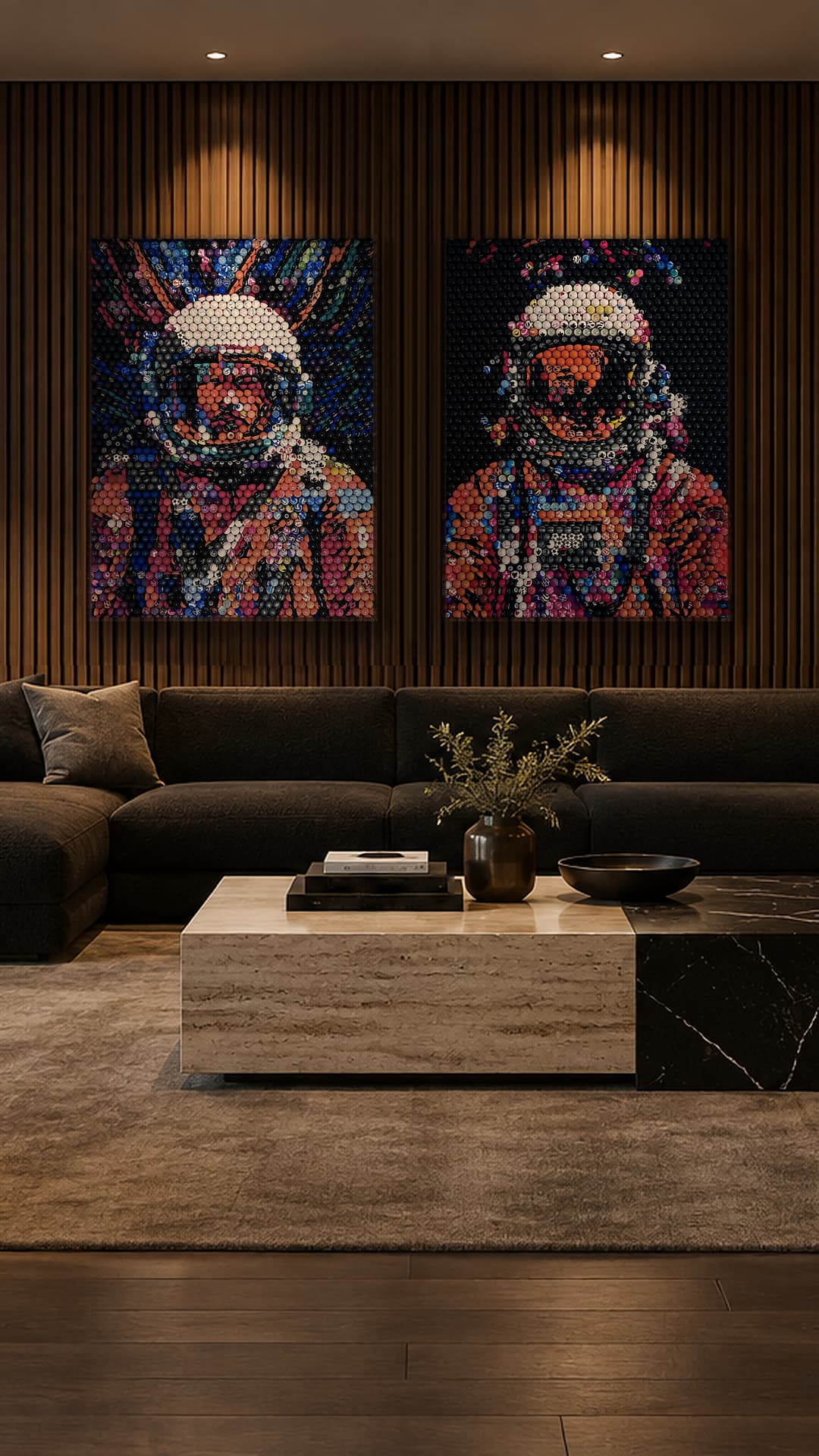 Astronaut Diptych — dark room view